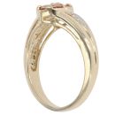 9ct Yellow Gold 0.05ct Diamond and Orange Gemstone Two Stone Ring