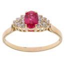18ct Yellow Gold Cubic Zirconia and Created Ruby Dress Ring