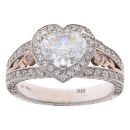 14ct White And Rose Gold 3.00ct Heart And Brilliant Cut Diamond Cluster Ring