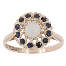 9ct Yellow Gold Sapphire and Opal Cluster Ring