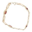 9ct Yellow Gold Garnet Bracelet 7"