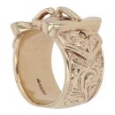 9ct Yellow Gold Patterned Double Buckle Ring