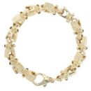 9ct Yellow Gold Patterned and Plain Fancy Bracelet 9"