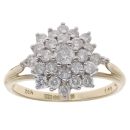 9ct Yellow Gold 1.00ct Brilliant Cut Diamond Cluster Ring