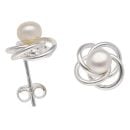 Silver Pearl Knot Earrings