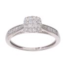 9ct White Gold 0.33ct Princess and Brilliant Cut Diamond Cluster Ring