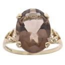 9ct Yellow Gold Patterned Smoky Quartz Ring