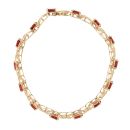 14ct Yellow Gold Garnet and Diamond Bracelet 7"