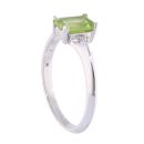 9ct White Gold Peridot and Diamond Rectangular Ring