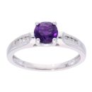 9ct White Gold Amethyst and Diamond Circular Ring