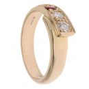 14ct Yellow Gold 0.25ct Diamond And Ruby Three Stone Wrap Ring