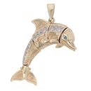 9ct Yellow Gold Multi-Gemstone Dolphin Pendant