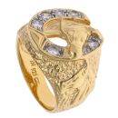 Silver Gold Plated Cubic Zirconia Horseshoe Ring