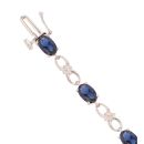9ct Yellow Gold 0.06ct Diamond And Created Sapphire Bracelet 7"