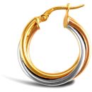 9ct 2 Colour Gold Twist Hoop Earrings