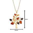 18ct Gold on Sterling Silver Baltic Amber Tree of Life Pendant Necklace