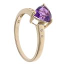 9ct Yellow Gold Cubic Zirconia and Amethyst Solitaire Ring