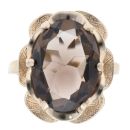 9ct Yellow Gold Smoky Quartz Single Stone Ring