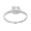 18ct White Gold 0.50ct Princess And Brilliant Cut Diamond Cluster Ring
