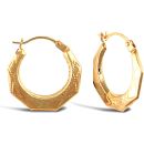 9ct Yellow Gold Diamond Cut Creole Earrings