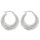 Silver Faceted Patterned Hoop Earrings by Icesia