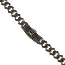 14ct Yellow Gold Monaco Classic Black Pave Lock Curb Chain 16"