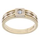 18ct Yellow Gold Cubic Zirconia Patterned Signet Ring