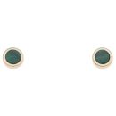 925 Sterling Silver Gold Plated Malachite Circular Stud Earrings