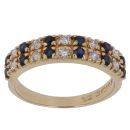 18ct Yellow Gold 0.20ct Diamond and Sapphire Two Rows Ring
