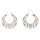 14ct Yellow Gold Patterned Large Creole Earrings