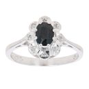 9ct White Gold 0.10ct Diamond And Sapphire Cluster Ring