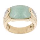 9ct Yellow Gold 0.10ct Diamond and Jade Dress Ring