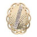14ct Yellow And White Gold Greek Key Patterned Oval Ring