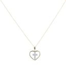 Children's 14ct Yellow Gold Cubic Zirconia Cross And Heart Pendant And Chain 18"