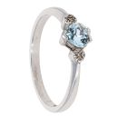 9ct White Gold Created Topaz and Diamond Heart Ring