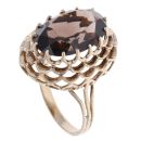 9ct Yellow Gold Smoky Quartz Single Stone Ring