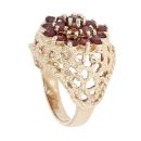 9ct Yellow Gold Patterned Garnet Cluster Ring