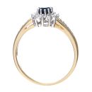 9ct Yellow Gold Sapphire and Diamond Cluster Ring