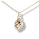 9ct Yellow, White And Rose Gold Half Knot Pendant And Chain