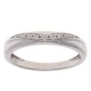 9ct White Gold 0.05ct Diamond Wave Half Eternity Ring