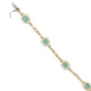 14ct Yellow Gold 1.50ct Diamond and Emerald Cluster Bracelet 7.5"