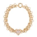 14ct Yellow Gold Cubic Zirconia Heart Fancy Bracelet 7.5"