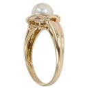 18ct Yellow Gold 0.05ct Diamond and Pearl Ring