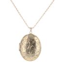 9ct Yellow Gold Patterned Locket Pendant And Chain 22"