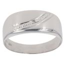 9ct White Gold 0.01ct Diamond Patterned Signet Ring