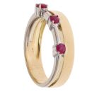 18ct Yellow and White Gold Three Stone Ruby Ring