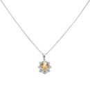 9ct White Gold 0.05ct Diamond and Citrine Cluster Pendant and Chain 18"