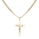 9ct Yellow Gold Crucifix Pendant and Chain 20"