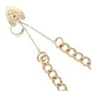 9ct Yellow Gold Heart Lock Charm Bracelet 7"