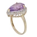 9ct Yellow Gold 0.10ct Diamond And Amethyst Cluster Ring